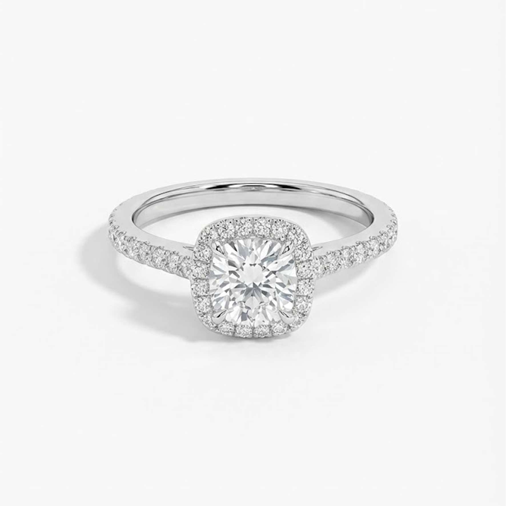 טבעת מרובעת משובצת עם פס שיבוץ | Moissanite