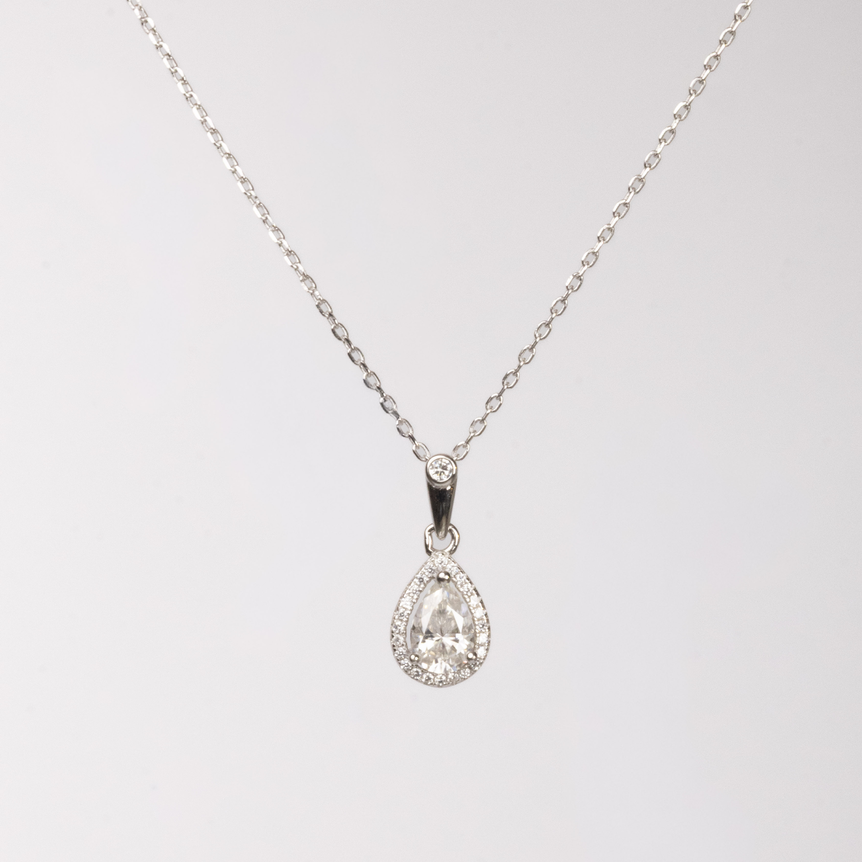 שרשרת אבן טיפה משובצת | Moissanite