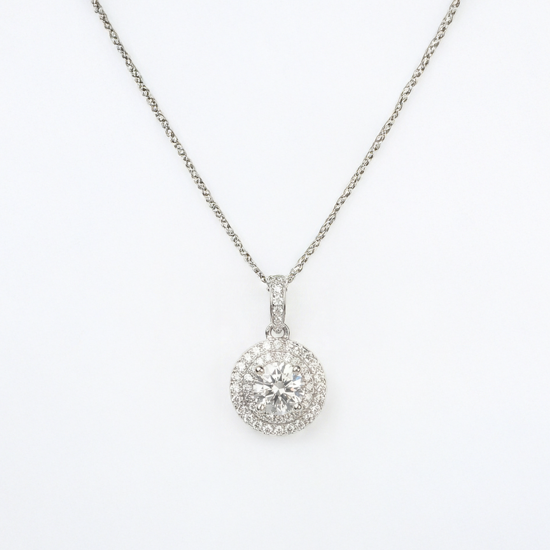 שרשרת אבן עגולה משובצת | Moissanite