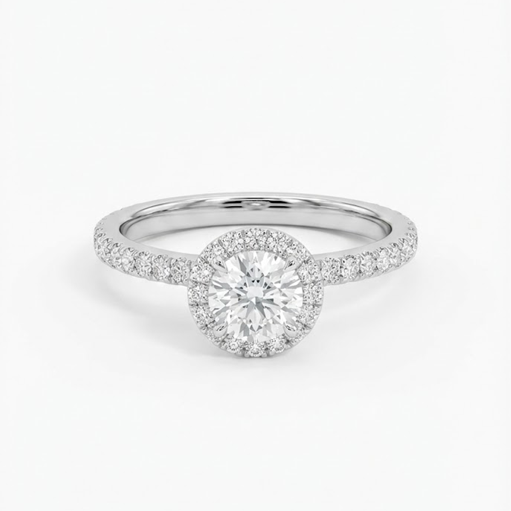 טבעת עגולה משובצת עם פס שיבוץ | Moissanite